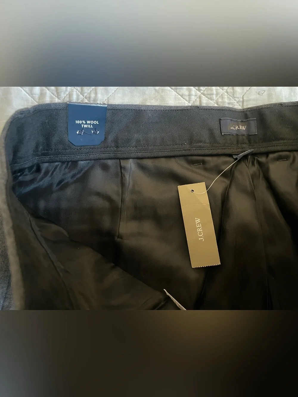 J.CREW Classic creased wool trouser in Heathered Charcoal Size 32 NWT CO452